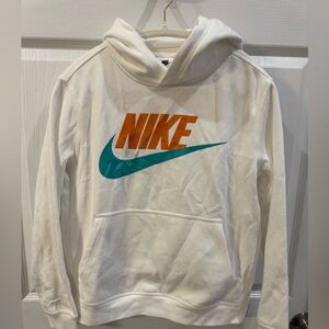 Kids Nike White Hoodie with Vibrant Logo